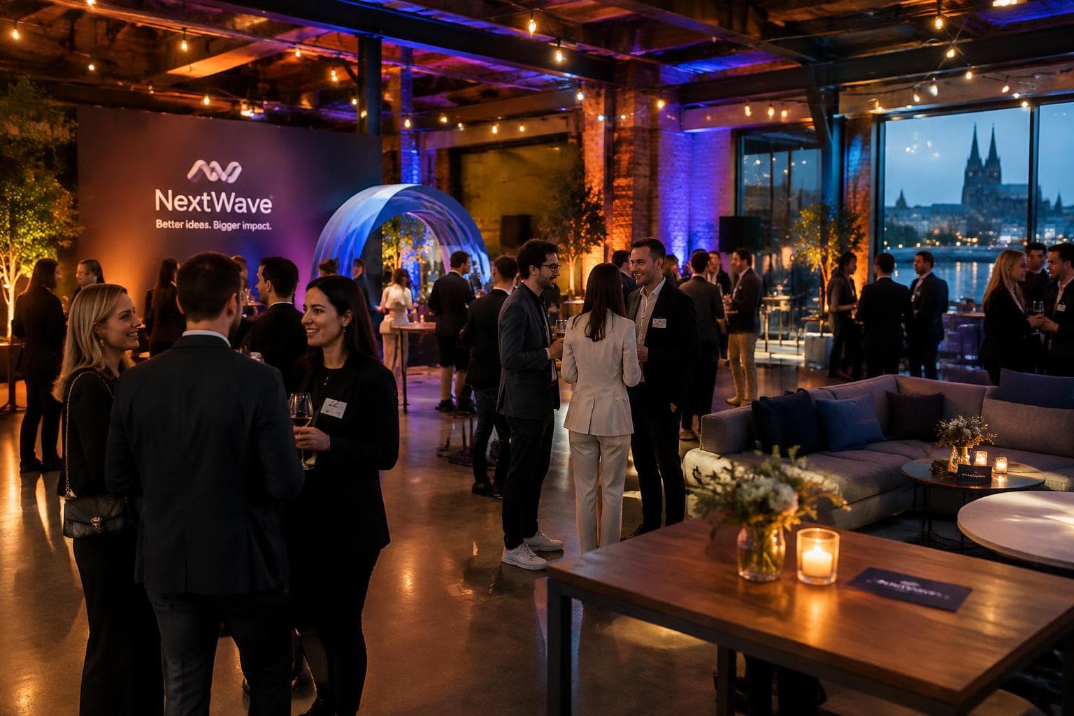 Guests at a branded evening experience event in Cologne